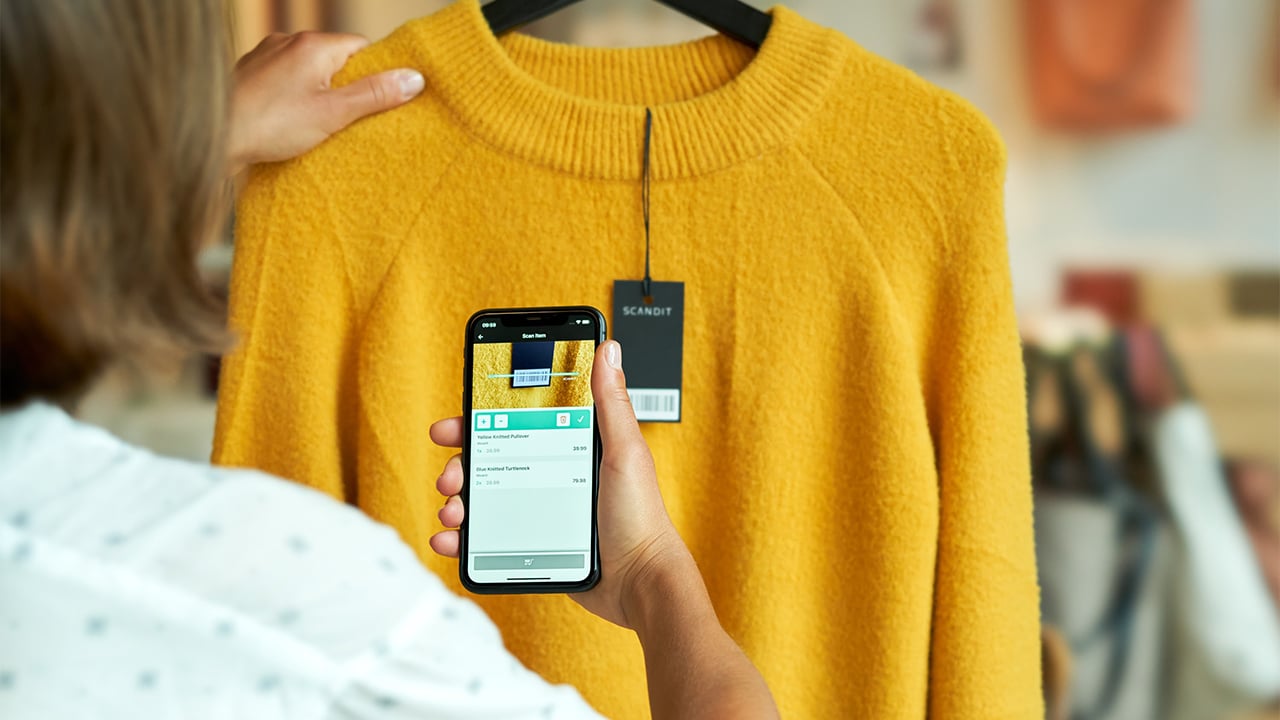 shopping in store with a mobile device